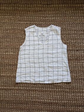 Not Perfect Linen NPL Checked Tank Black And White Medium